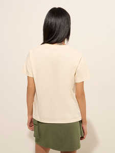 เสื้อยืดแขนสั้นผ้าคอตตอนถักสำหรับผู้หญิงเสื้อยืดปักเลื่อมกระดุมลูกไม้ขนาดพิเศษเป็นมิตรต่อสิ่งแวดล้อมสำหรับผู้หญิง - Product Image 2