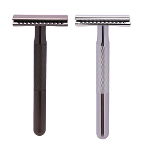 Rasoir de sécurité à double lame Morgans Industries, manche en acier inoxydable, poignée en caoutchouc, réutilisable, outil de rasage pour homme - Product Image 6
