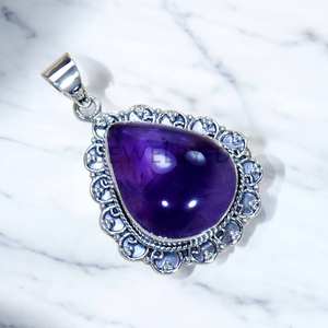 Pendentif en améthyste, argent sterling 925, forme poire, pendentifs de bijouterie fine - Product Image 2