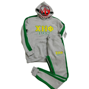 Venta al por mayor Chi Eta Phi Chenille Letters Casual Stripped Pullover Hoodie & Sweatpants Sorority 1932 Cotton Fleece Sweatsuits Sets - Product Image 1