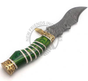 Couteau Bowie en acier Damas fait main, neuf, personnalisé, lame fixe, couteau de chasse et de camping en plein air avec manche en bois et en os - Product Image 4