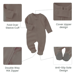 Mameluco de algodón orgánico para bebé, mono de pie con cremallera para bebés, comodidad Premium a bajo costo - Product Image 5
