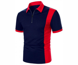 Fermeture éclair pour chemises à manches courtes, tissu jersey respirant, motif uni brodé, impression par décharge, style streetwear - Product Image 1