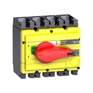 Interruttore Sezionatore Schneider Electric 31125 Compact INS250-160, 160A, 4 Poli, Maniglia Rotante Rossa, Interruttore Frontale Giallo - Product Image 1