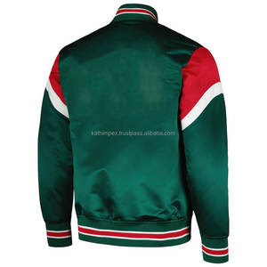 Chaqueta de bombardero Varsity hecha a mano vintage ligera para hombre, ropa informal y atlética de satén a la moda - Product Image 3