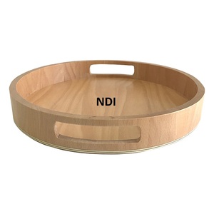 Vajilla Decoración Servidor de pasta Forma redondeada Bandeja DE SERVICIO DE MADERA Calidad superior Bandeja de servicio de acabado natural - Product Image 1