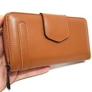 Kahverengi Modèle 1002 Pochette pour femme faite à la main-Cousu à la main Slim Casual PC Card Holder avec fermeture ouverte - Product Image 1