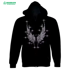 Sudaderas con capucha unisex personalizadas al por mayor, forradas de forro polar y sherpa, con cremallera, logotipo bordado, cordón ajustable, lavado ácido, 100% algodón, transpirables y de secado rápido. - Product Image 5