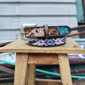 American Premium Leather Cowboy Designer Beaded Alloy Hombres Personalizable Western Fashion Bling Luxury Cow Hide Floral Hand - Product Image 2