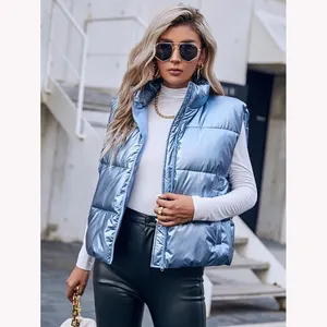 High Quality Custom Logo Down Puffer Vest Women's Down Vest Lightweight Wind Breaker Waistcoat Vest with Pocket