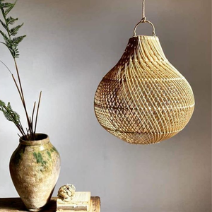 Lámpara colgante de mimbre rústica moderna antigua, opción superior para la decoración del hogar del cielo, iluminación colgante en forma de cebolla de Bambú - Product Image 5