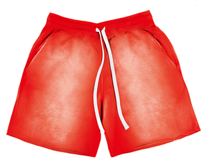 Low Moq Custom Men Vintage Sun Dye Fade Sweat <b>Cotton</b> Shorts <b>Raw</b> Edge Puff Printing Men's Acid Wash Shorts - Product Image 5