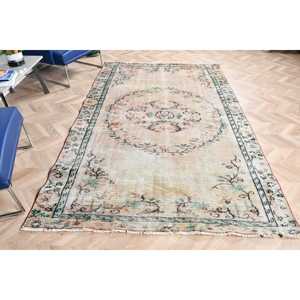 5.4x8.5 ft Rug, Vintage Turkish Large Rug, <b>Brown</b> <b>Wool</b> Rug - Product Image 1