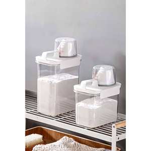 ภาชนะเก็บของพลาสติกกันรั่ว 2 ชิ้น พร้อมสเกลวัด สำหรับเก็บของชำ ถั่ว ผงซักฟอก - Product Image 4