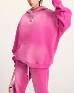 Sweat à capuche personnalisé lavé à l'acide, décontracté, élégant, sweat à capuche femme lavé à l'acide vente en gros de sweat à capuche personnalisé lavable à l'acide rose pour femmes - Product Image 5