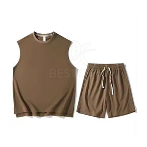Conjunto de Verano Informal y Transpirable para Hombre, Sin Mangas, para Vacaciones y Gimnasio, de Alta Calidad - Product Image 1