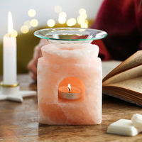 Brûleur de cire de sel de l'Himalaya et diffuseur d'huiles aromatiques avec lampe |   Lumière d'aromathérapie et de guérison de forme carrée pour le spa et le bien-être