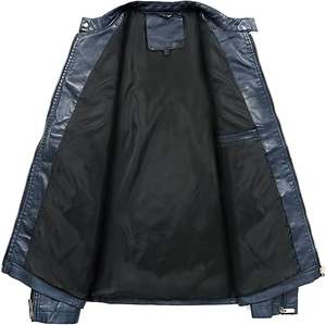 Veste de moto en cuir véritable de haute qualité design personnalisé manteau de motard en toile à col montant et fermeture éclair pour hommes OEM - Product Image 3