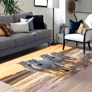 Horses on Beach <b>Rug</b>: 3D Printed Non-Slip Runner,<b>Chenille</b> <b>Rug</b> - Product Image 5