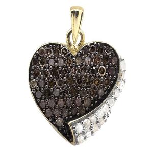Pendentif coeur en diamant Moissanite marron et blanc de luxe en argent Sterling 925 glacé bijoux Hip Hop cadeau pour hommes femmes - Product Image 1