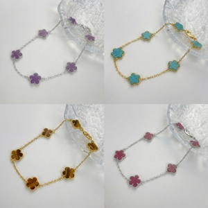 Pulsera Original de Plata de Ley S925 Chapada en Oro de 18K con Trébol de Cuatro Hojas y Seis Flores, Se Puede Solicitar el Catálogo de <span class=keywords><strong>Van</strong></span> <span class=keywords><strong>Cleef</strong></span> al Vendedor - Product Image 1