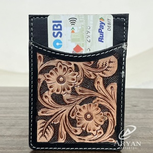 Cartera Delgada de Cuero Vacuno con Protección RFID, Diseño Floral de Moda, Tarjetero Corto Único para Regalos, Personalizable al por Mayor - Product Image 1