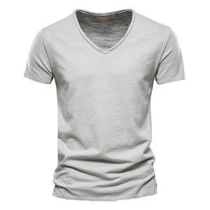 Brand Quality 100% Cotton <b>Men</b> <b>T</b>-<b>shirt</b> <b>V</b>-<b>neck</b> Fashion Design Slim Fit CUSTOM SIZE Short Sleeve Tees Premium Fabric and GSM - Product Image 2