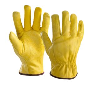 Guantes de conductor de cuero de grano de vaca Protección de manos de seguridad industrial resistente Suave Cómodo Función anticorte Construcción - Product Image 1