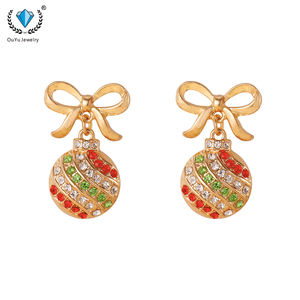 2025 avrupa ve amerikan basit noel elmas şanslı çanta yay saplama küpe ile süslenmiş - Product Image 1