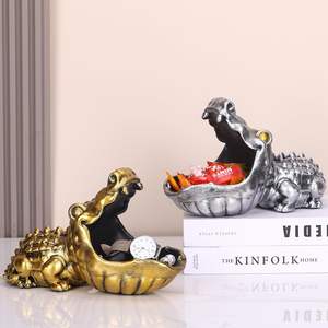 ชามตกแต่งปากจระเข้หรูหราทำจากโลหะสีทองมีขอบแกะสลักมีสไตล์สำเนียงร่วมสมัยสำหรับงานเลี้ยง - Product Image 4