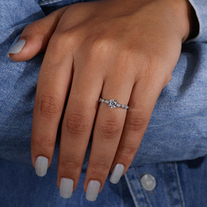 Meilleure vente 0.50 à 2.0 CT bague de fiançailles en diamant de laboratoire rond Unique anniversaire CVD bague en diamant produit à forte demande - Product Image 4