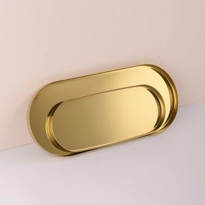 Miroir doré 3 pièces en métal plateau pour serviettes parfum bijoux affichage décoratif vanité Table basse organisateur lave-vaisselle - Product Image 1