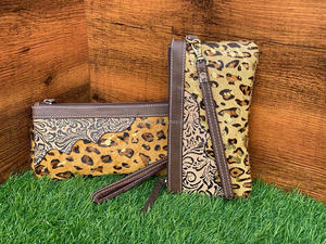 Nouveau Style réel fait à la main imprimé Animal métallisé fourrure cuir bracelet pochette vente chaude femmes conçu en relief impression pochette à fermeture éclair - Product Image 5