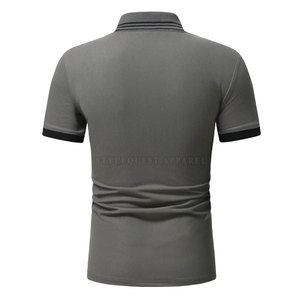 T-shirts polo respirants imprimés avec logo personnalisé pour hommes Motif élégant en toile solide - Product Image 2