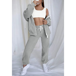 2025 nuevo estilo chándales de mujer precio al por mayor sólido 2 piezas con capucha pantalón entrenamiento chándal venta al por mayor chándal de invierno - Product Image 2