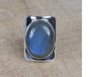 Bague de forme carrée en Labradorite naturelle Pierre de lune noire faite à la main en argent sterling 925 Cadeau de Noël - Product Image 2