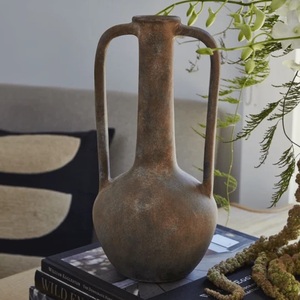 Decorativo hecho a mano aluminio Metal terracota antiguo largo cerámica botella florero Mesa decoración superior - Product Image 2