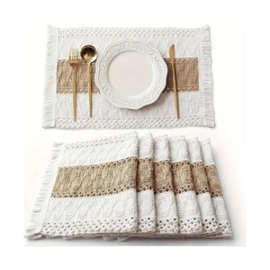 Crochet Embroidered Cotton Table Placemats Luxury Dining Wedding Bulk OEM ODM Custom Design Export India - Product Image 3