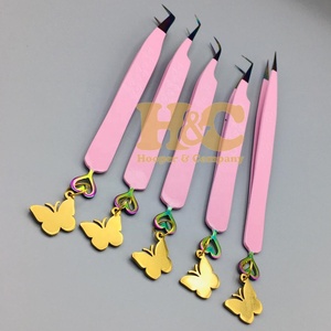 Pince à épiler de qualité supérieure, modèle papillon cœur, pour extensions de cils, en acier inoxydable, durable, style vison papillon - Product Image 4