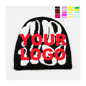 2025 haute qualité personnalisé hiver revers tricoté chapeaux broderie bonnets couleur unie unisexe chaud casquettes - Product Image 5