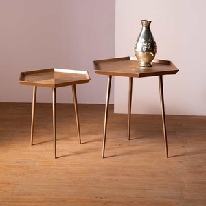 Muebles modernos para sala de estar, mesa auxiliar negra para pasillo, patas de metal y mesas auxiliares con base de madera a la venta a los mejores precios - Product Image 1