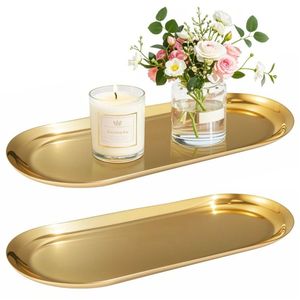 Bandeja Ovalada de Acero Inoxidable para Joyas, Cosméticos, Organizador, Decoración, para Velas y Perfumes - Product Image 4