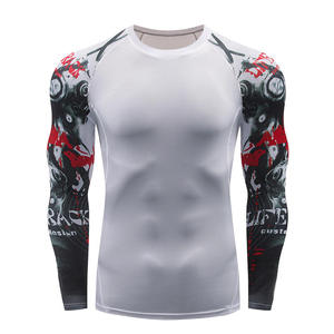 Rashguard haut tendance OEM ODM Rash Guard hommes Sublimation imprimé Spandex Bjj Rash Guard Gym Rashguard Compression chemises MMA - Product Image 2