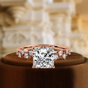 Bague de fiançailles en diamant taille princesse 1CT, bague en diamant de laboratoire, bague de mariage en or blanc jaune 14K pour elle, bague de promesse de mariage - Product Image 3