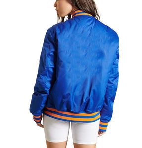 Blouson d'aviateur en satin pour femmes de couleur unie à fermeture éclair bonne qualité pour femmes design OEM universitaire de bonne qualité pour le blouson d'aviateur pour femmes - Product Image 2