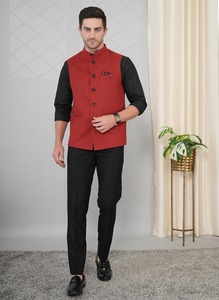 Chaleco Formal Sin Mangas de Tela de Lujo Color Óxido para Hombre, de la Mejor Calidad, para Novios, Bodas y Ocasiones Especiales, en Venta - Product Image 3