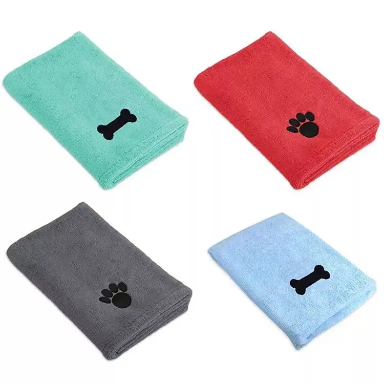 Großhandel Soft Warm Durable Mikro faser Super Absorbent Pet Quick Dry Dusche Badet uch für Hund Katze mit Taschen