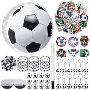 Set de Piñata de Balón de Fútbol con Antifaz, Bastón, Pegatinas de Papel, Llaveros, Pulseras y Mini Balones para Decoración de Cumpleaños - Product Image 2