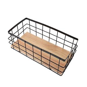 Grand panier de rangement carré en bois, design moderne, métal, fer, noir, taille personnalisée, couleur, logo, utilisation à la maison et dans la cuisine - Product Image 1