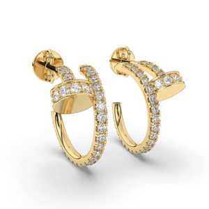 Boucles d'oreilles créoles en or pour femmes avec diamant CVD, simples et brillantes cultivées en laboratoire, bijoux fins uniques arrivés - Product Image 2